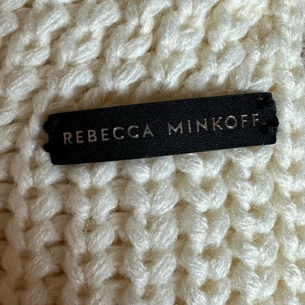 Rebecca Minkoff Traveling Rib Knit Scarf Ivory Acrylic Winter One Size 78 x 9.5